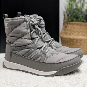 SOREL Whitney II Plus Women's Chrome Grey Waterproof Lace-Up Boots Size 8.5 NIB